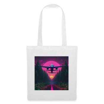 Airplane Over the Forest in Retro Style - Tote Bag - white - Front