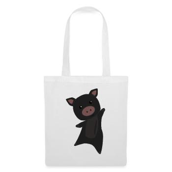 Schwein schwarz Schweinchen süße Tiere Kinder - Sac en tissu - blanc - Devant