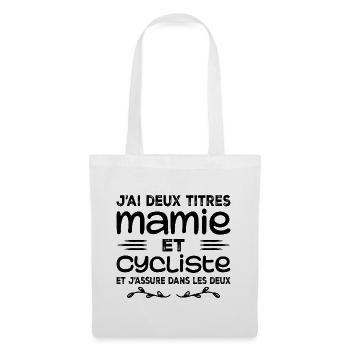 Zwei Titel Oma Radsportlerin | Oma | Fahrrad - Stoffbeutel - Weiß - Vorne