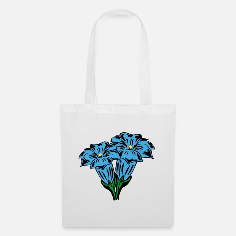 Enzian, Bergblumen, Berge - Stoffbeutel - Weiß