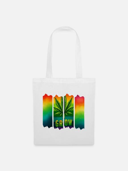 Grow Hanfblatt Brushdesign im Reggae-Stil - Stoffbeutel - Weiß
