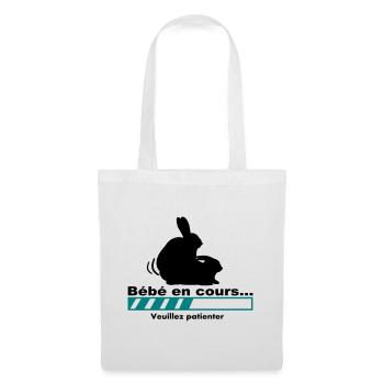 Tee shirt drôle / Bébé en cours veuillez patienter - Sac en tissu - blanc - Devant