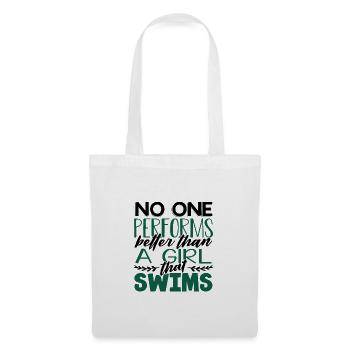 Mädchen-Schwimmergeschenk Niemand leistet bessere Leistungen als - Stoffbeutel - Weiß - Vorne
