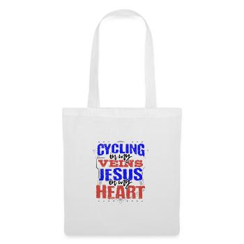 Cyclist Gift Cycling is in My Veins Jesus is in - Tote Bag - white - Front