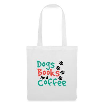 Chiens Livres et café Amusant Dog Lover Cadeaux - Sac en tissu - blanc - Devant