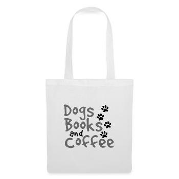 Chiens Livres et café Amusant Dog Lover Idées cadeaux - Sac en tissu - blanc - Devant