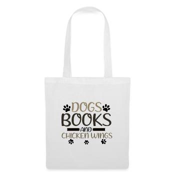 Buch Lover Geschenke Hunde Bücher und Hühnerflügel - Stoffbeutel - Weiß - Vorne