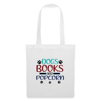 Livres pour chiens et pop-corn Amusant Dog Lover Cadeaux - Sac en tissu - blanc - Devant