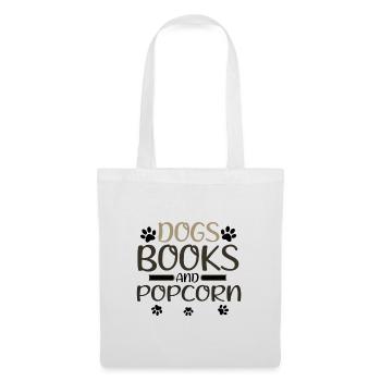 Livres pour chiens et pop-corn Fun Dog Lover Idée cadeau - Sac en tissu - blanc - Devant