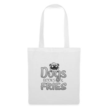 Dog Lover Cadeaux Chiens Livres et Frites Lecteur Cadeaux - Sac en tissu - blanc - Devant