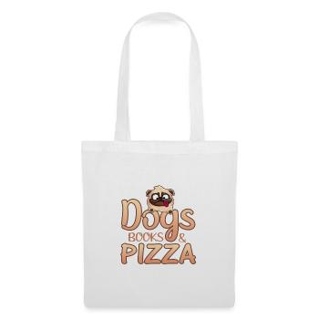 Dog Lover Gift Dogs Books and Pizza - Tote Bag - white - Front