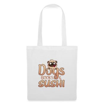 Dog Lover Cadeaux Chiens Livres et Sushis - Sac en tissu - blanc - Devant