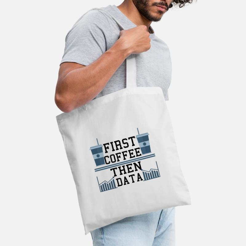Computer Humor Frist Coffee Then Data Programmer Tote Bag