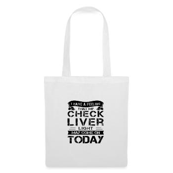Boire de l’humour chèque-cadeau Liver Light sur le buveur - Sac en tissu - blanc - Devant