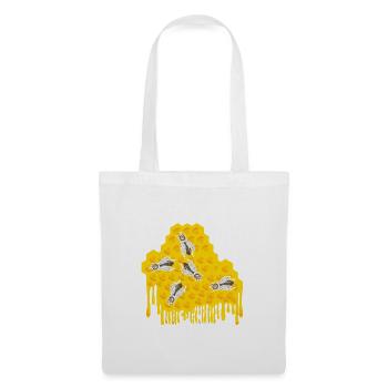 Des abeilles dans un cadeau d’apiculteur en nid d’abeille dégoulinant - Sac en tissu - blanc - Devant