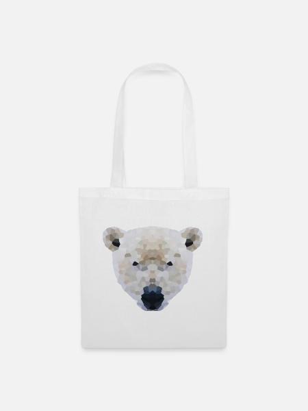 Eisbär Low Poly – International Polar Bear Day - Stoffbeutel - Weiß
