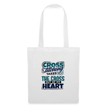 Cross Stitching Takes the Cross Out of My Heart - Tote Bag - white - Front