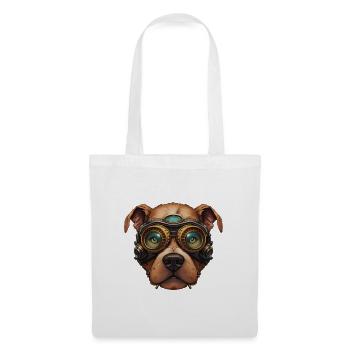 Steampunk Pitbull Dog in Clockwork Glassess - Tote Bag - white - Front