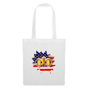 Lustige amerikanische Flagge patriotische Biertrinker Geschenk - Stoffbeutel - Weiß - Vorne
