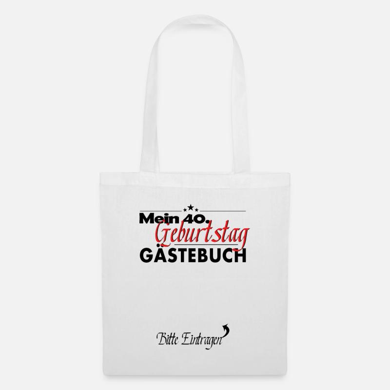 40. Geburtstag Party Gästebuch 40 Jahre - Stoffbeutel - Weiß