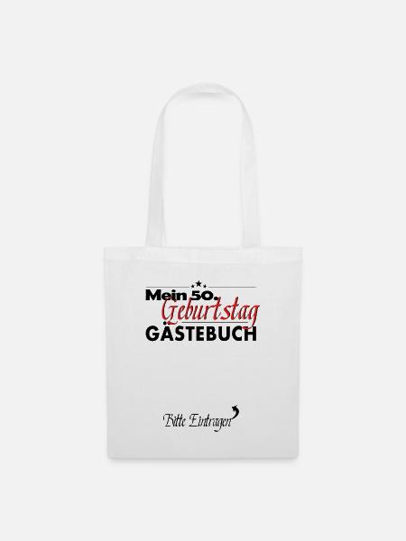 50. Geburtstag Party Gästebuch 50 Jahre - Stoffbeutel - Weiß
