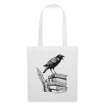 Dark Academia Aesthetic Corbeau On Old Livres - Sac en tissu - blanc - Devant