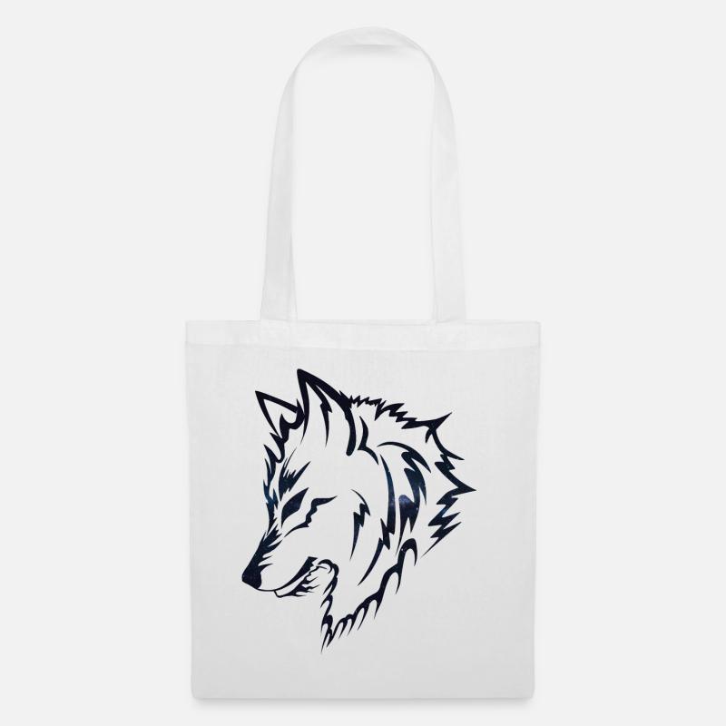Wolf silhouette Galaxy - Stoffbeutel - Weiß