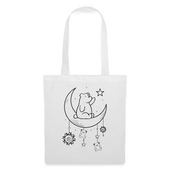 Bohemian Aesthetic Kawaii Bear Sun and Moon - Stoffbeutel - Weiß - Vorne
