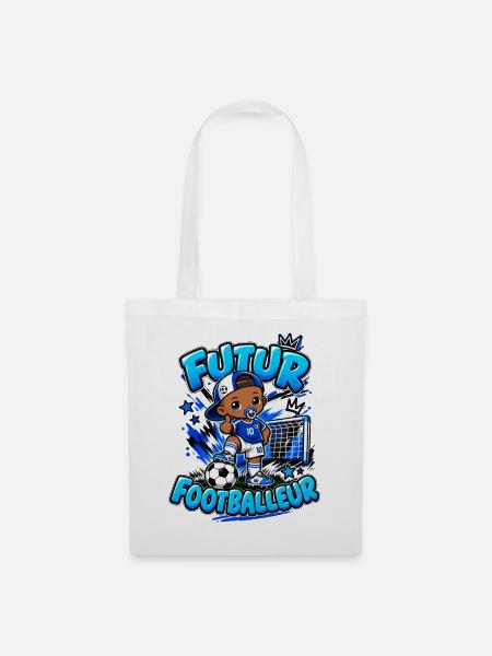 Zukünftiger Fußballer Cartoon Blue - Stoffbeutel - Weiß