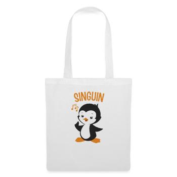 Singuin - Süßer Pinguin Singt - Stoffbeutel - Weiß - Vorne
