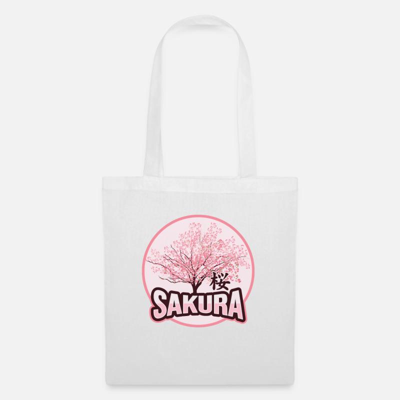 Japanische Sakura Kirschblüte - Stoffbeutel - Weiß