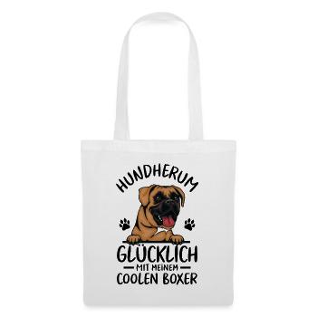 Hund Glücklich mit meinem deutschen Boxer - Stoffbeutel - Weiß - Vorne