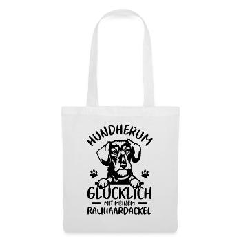 Teckel Dachshund Glücklich mit Rauhaardackel - Stoffbeutel - Weiß - Vorne