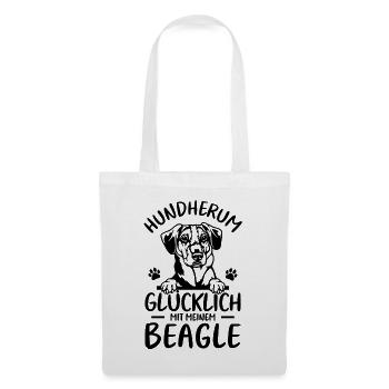 Hund Glücklich mit meinem Beagle - Stoffbeutel - Weiß - Vorne