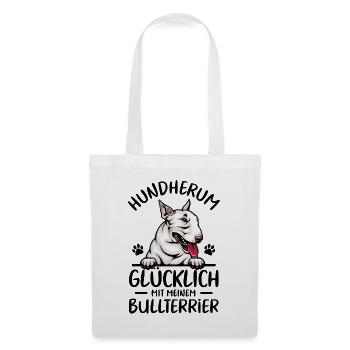 Hund Glücklich mit meinem Bullterrier - Stoffbeutel - Weiß - Vorne