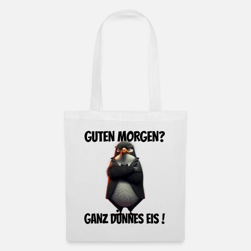 Guten Morgen? Ganz dünnes Eis! Lustiger Pinguin - Stoffbeutel - Weiß