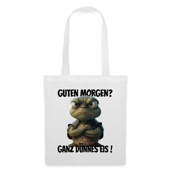 Guten Morgen? Ganz dünnes Eis! Lustige Schildkröte - Stoffbeutel - Weiß - Vorne