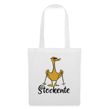 Stockente - Ente mit Stöcken - Walking - Stoffbeutel - Weiß - Vorne