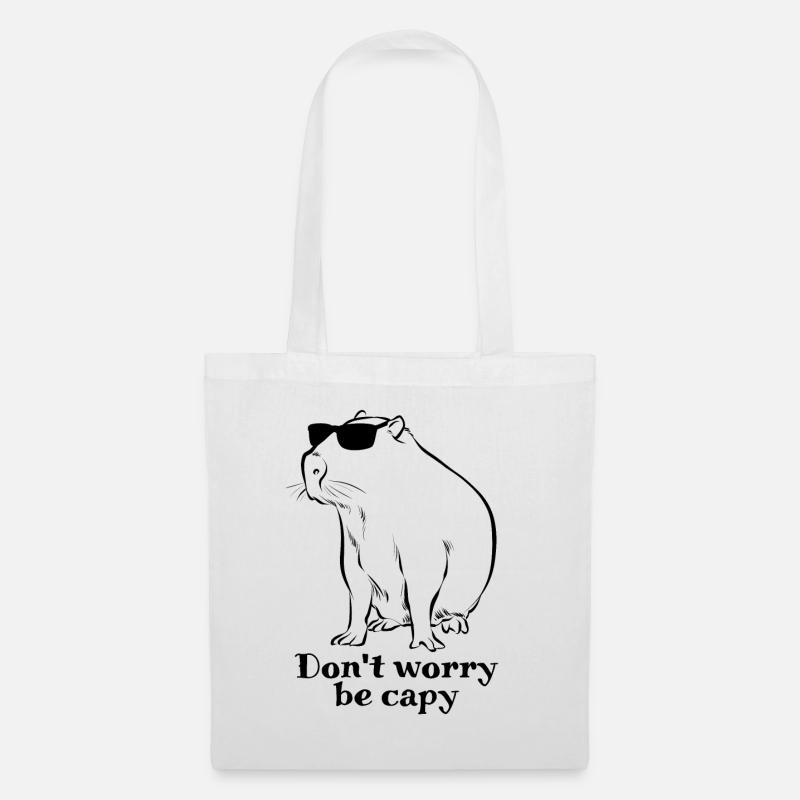 Don't worry be capy - Capybara drawing - sketch - Stoffbeutel - Weiß