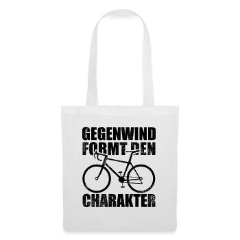 Gegenwind formt den Charakter - Fahrrad Spruch - Stoffbeutel - Weiß - Vorne