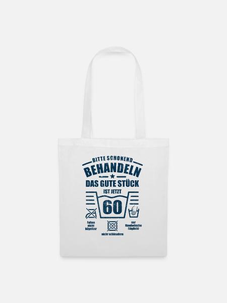 Schonend behandeln - 60. Geburtstag Geschenk - Stoffbeutel - Weiß