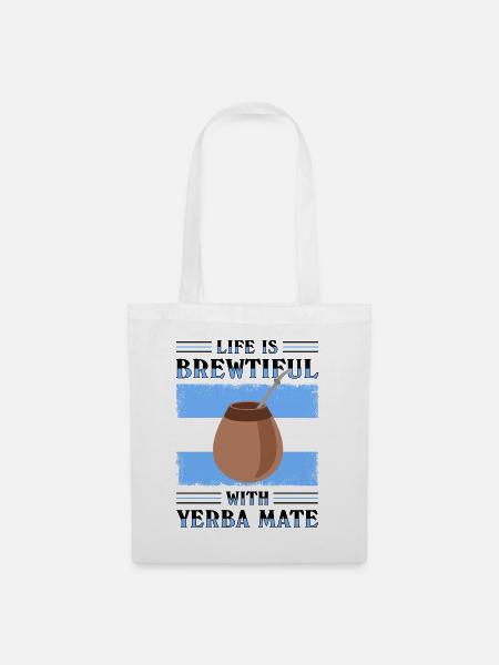 Argentinien-Flagge Argentinischer Yerba Mate Tee - Stoffbeutel - Weiß