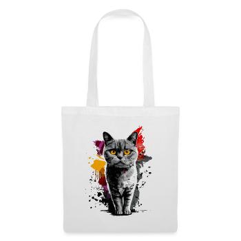 Britisch Kurzhaar Katze - Grafik - Stoffbeutel - Weiß - Vorne