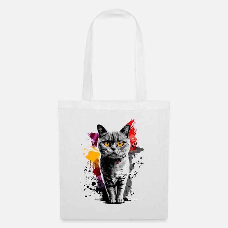 Britisch Kurzhaar Katze - Grafik - Stoffbeutel - Weiß
