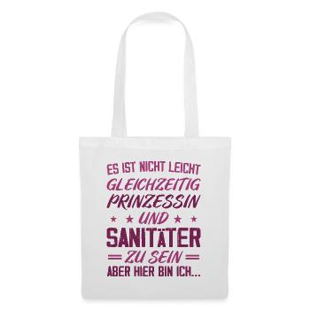 SANITÄTERIN - Gleichzeitig Prinzessin - Stoffbeutel - Weiß - Vorne