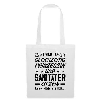 SANITÄTERIN - Gleichzeitig Prinzessin - Stoffbeutel - Weiß - Vorne