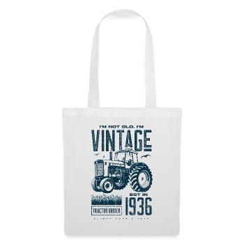 Tracteur Vintage Farmer Anniversaire Né En 1936 - Sac en tissu - blanc - Devant