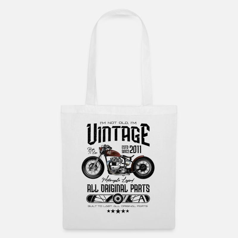 Vintage Motorrad Biker Motorrad Geburtstag 2011 - Stoffbeutel - Weiß