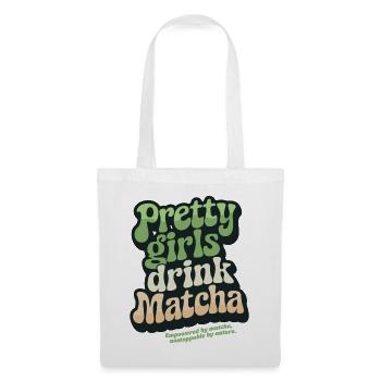 « Pretty Girls Drink Matcha », thé vert rétro - Sac en tissu - blanc - Devant