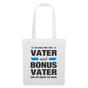 Bonus Vater Papa Dad Stiefvater Vatertag Geschenk - Stoffbeutel - Weiß - Vorne
